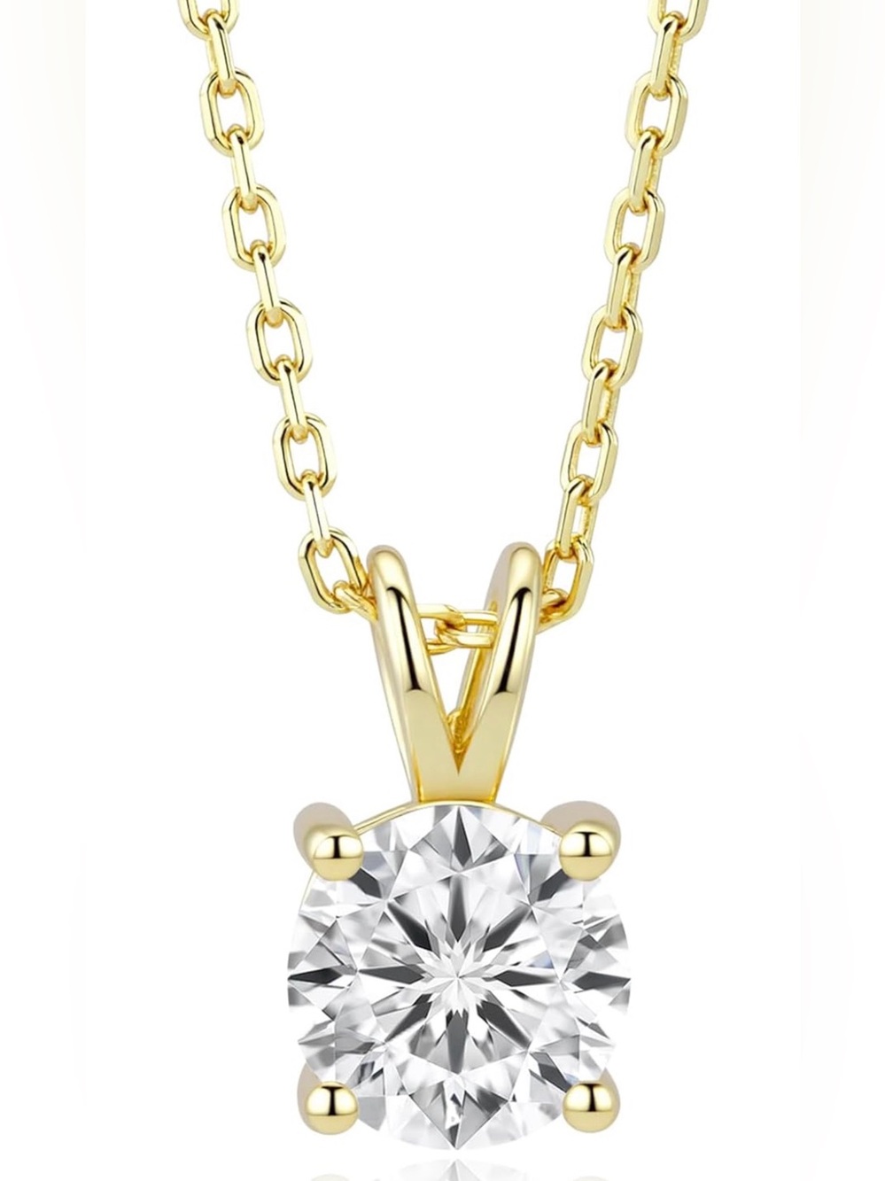 1 CTW Natural Diamond Pendant Necklace 925 Silver E-F Color SI Gold or Silver
